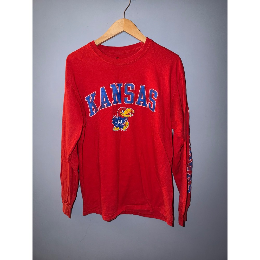 Fanatics Kansas‎ Jayhawks Mens Red Long Sleeve Graphic T-Shirt Large NCAA KU
